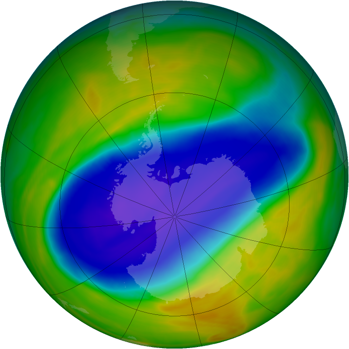 Antarctic ozone map for 24 October 2005